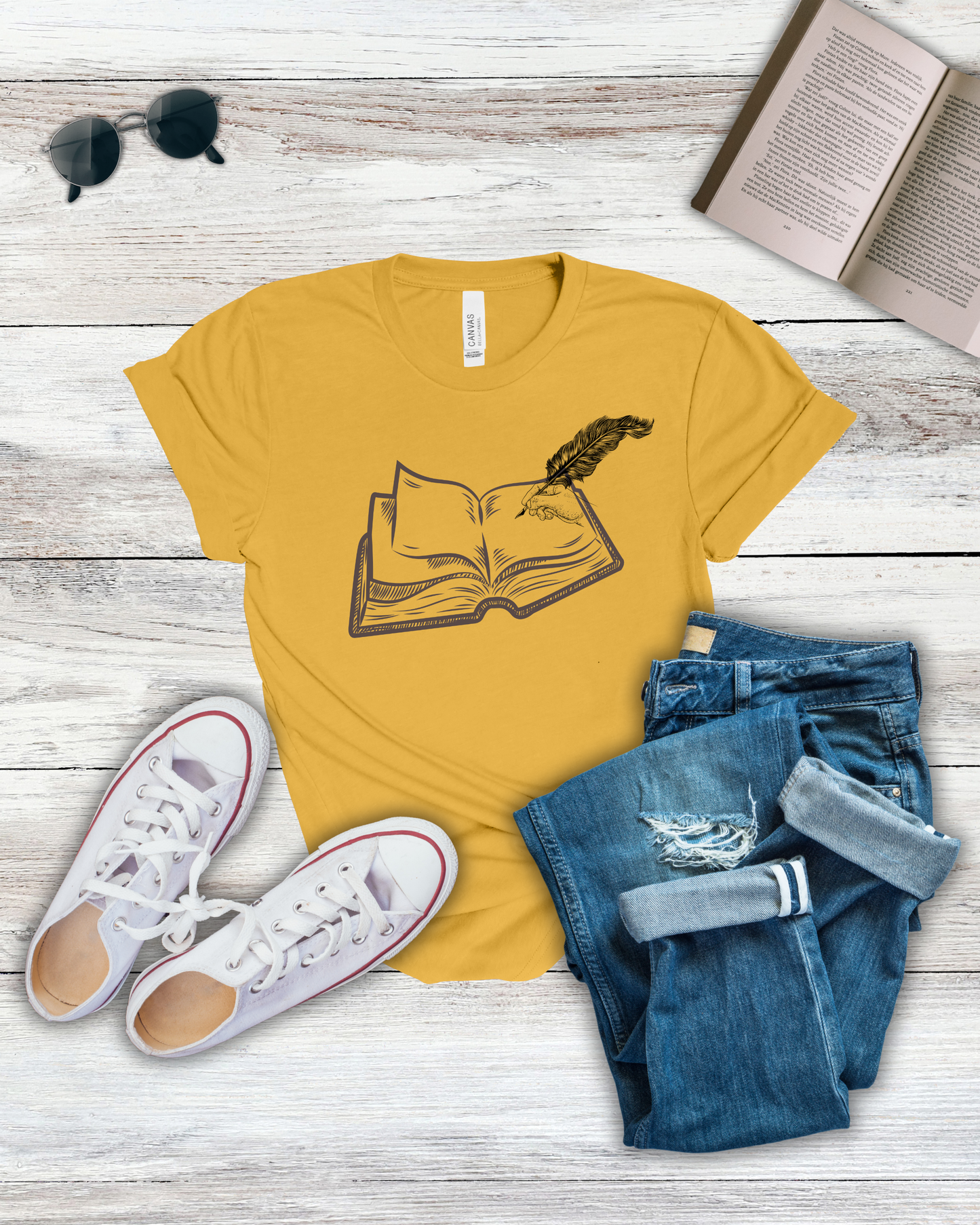 Books and Feather Tee