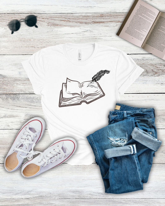 Books and Feather Tee