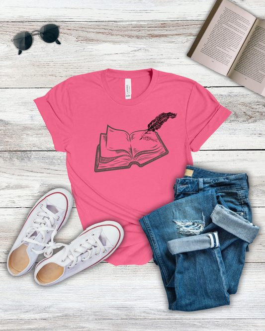 Books and Feather Tee